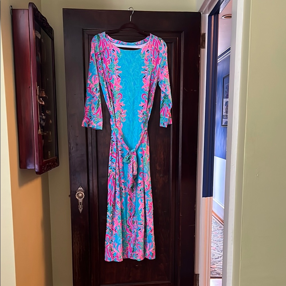 Beautiful Long Lily Pulitzer Pink and Blue dress